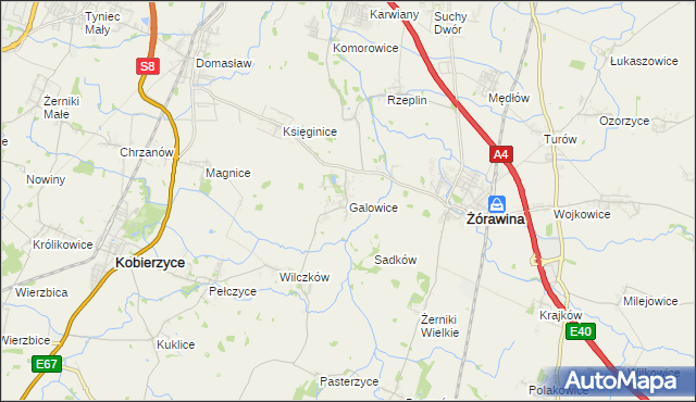 mapa Galowice, Galowice na mapie Targeo