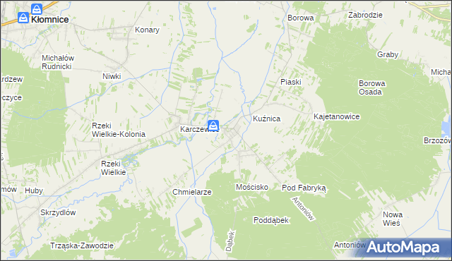 mapa Garnek gmina Kłomnice, Garnek gmina Kłomnice na mapie Targeo