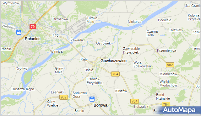 mapa Gawłuszowice, Gawłuszowice na mapie Targeo