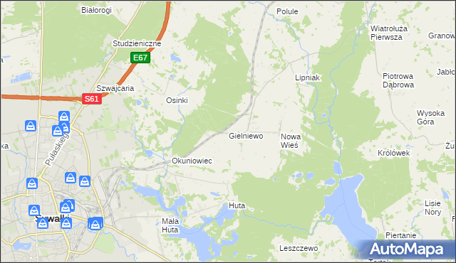 mapa Gielniewo, Gielniewo na mapie Targeo