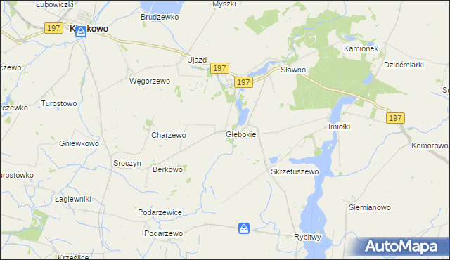 mapa Głębokie gmina Kiszkowo, Głębokie gmina Kiszkowo na mapie Targeo