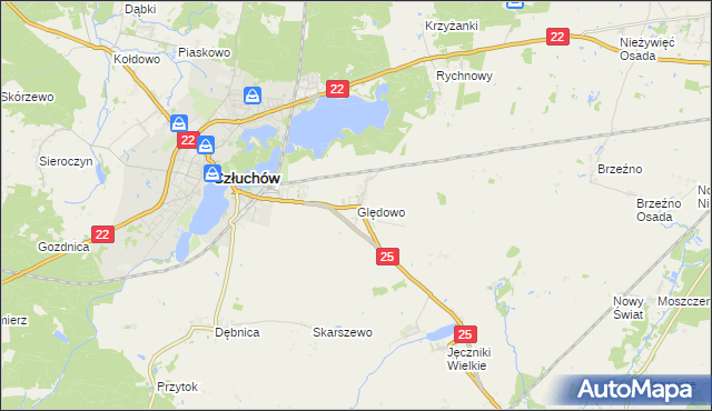 mapa Ględowo, Ględowo na mapie Targeo