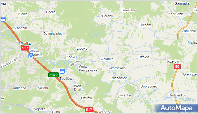 mapa Glinianka gmina Wiązowna, Glinianka gmina Wiązowna na mapie Targeo