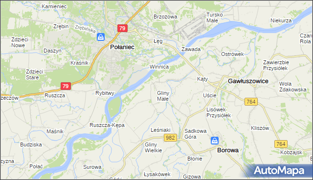 mapa Gliny Małe, Gliny Małe na mapie Targeo