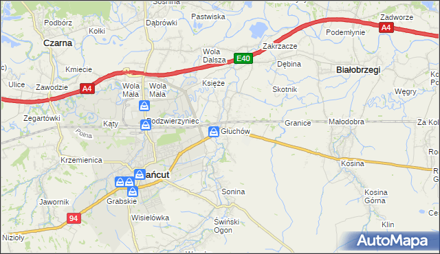 mapa Głuchów gmina Łańcut, Głuchów gmina Łańcut na mapie Targeo