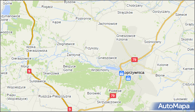 mapa Gnieszowice, Gnieszowice na mapie Targeo