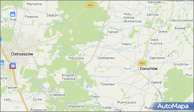 mapa Godziętowy, Godziętowy na mapie Targeo