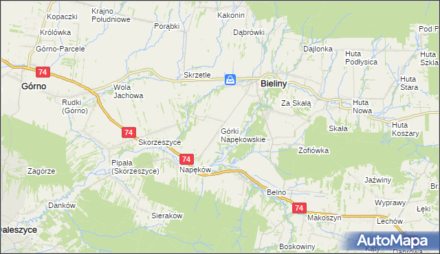 mapa Górki Napękowskie, Górki Napękowskie na mapie Targeo