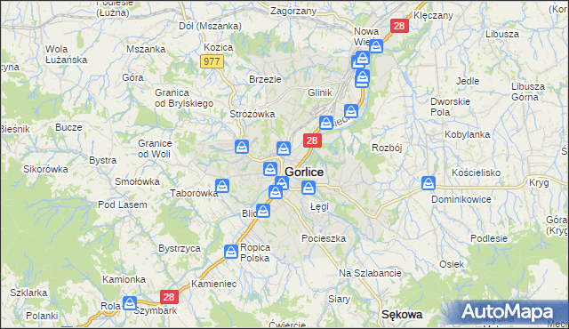 mapa Gorlic, Gorlice na mapie Targeo