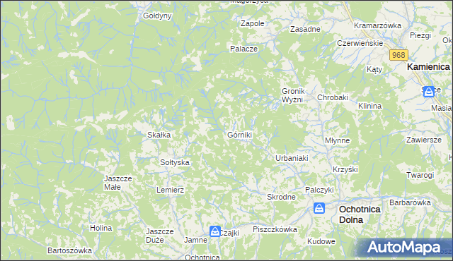 mapa Górniki gmina Ochotnica Dolna, Górniki gmina Ochotnica Dolna na mapie Targeo