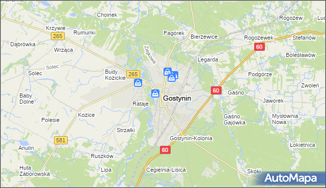 mapa Gostynin, Gostynin na mapie Targeo