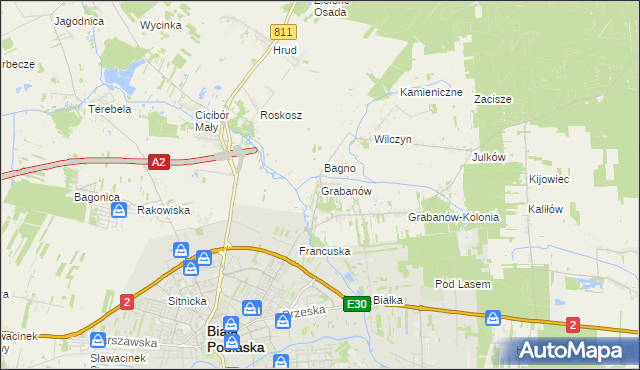 mapa Grabanów, Grabanów na mapie Targeo