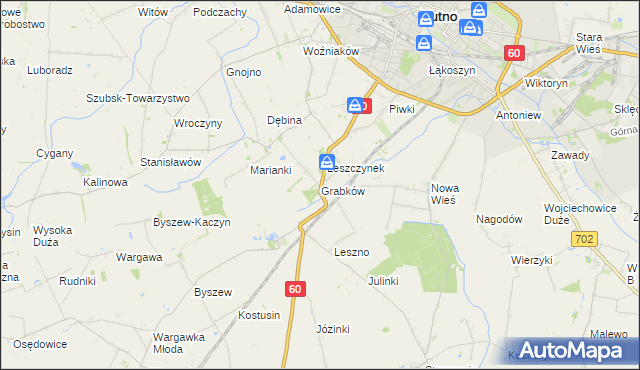 mapa Grabków gmina Kutno, Grabków gmina Kutno na mapie Targeo