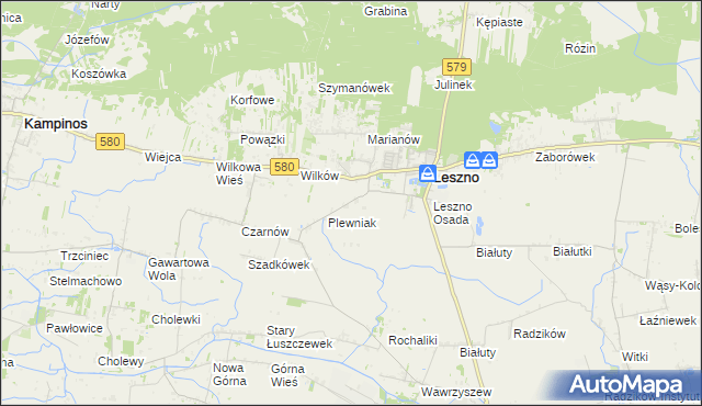 mapa Grądki gmina Leszno, Grądki gmina Leszno na mapie Targeo