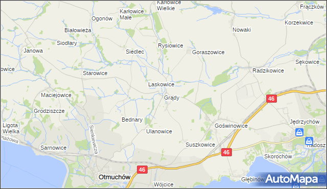 mapa Grądy gmina Otmuchów, Grądy gmina Otmuchów na mapie Targeo