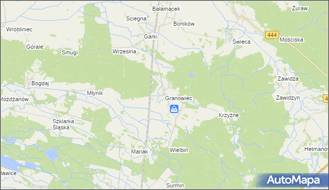 mapa Granowiec, Granowiec na mapie Targeo