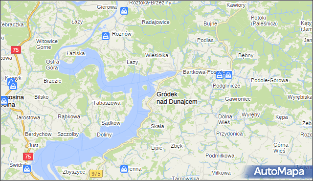 mapa Gródek nad Dunajcem, Gródek nad Dunajcem na mapie Targeo