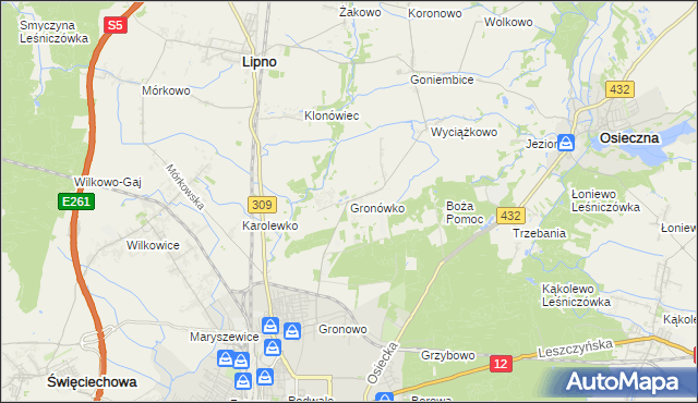 mapa Gronówko gmina Lipno, Gronówko gmina Lipno na mapie Targeo