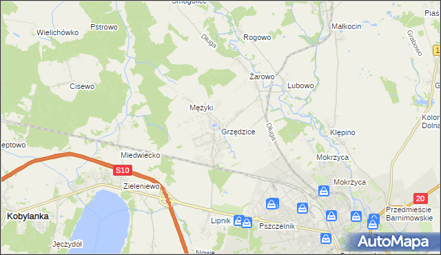 mapa Grzędzice, Grzędzice na mapie Targeo