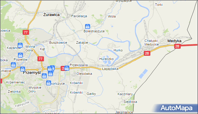 mapa Hureczko, Hureczko na mapie Targeo