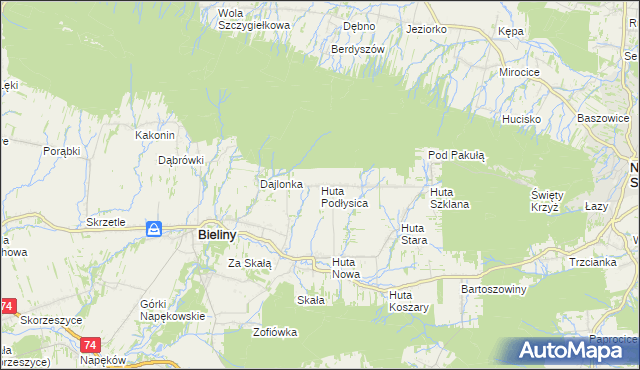 mapa Huta Podłysica, Huta Podłysica na mapie Targeo