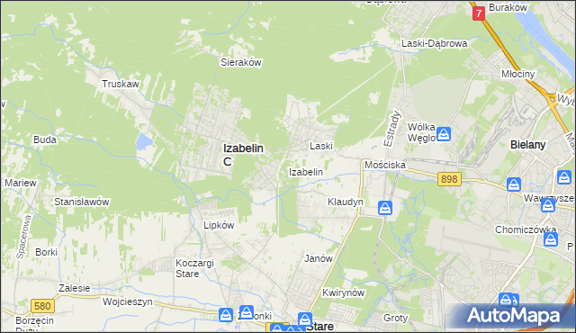 mapa Izabelin powiat warszawski zachodni, Izabelin powiat warszawski zachodni na mapie Targeo