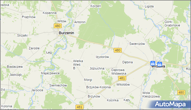 mapa Izydorów, Izydorów na mapie Targeo