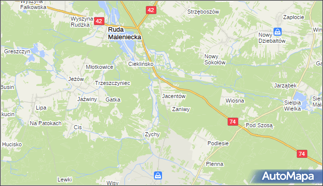 mapa Jacentów, Jacentów na mapie Targeo