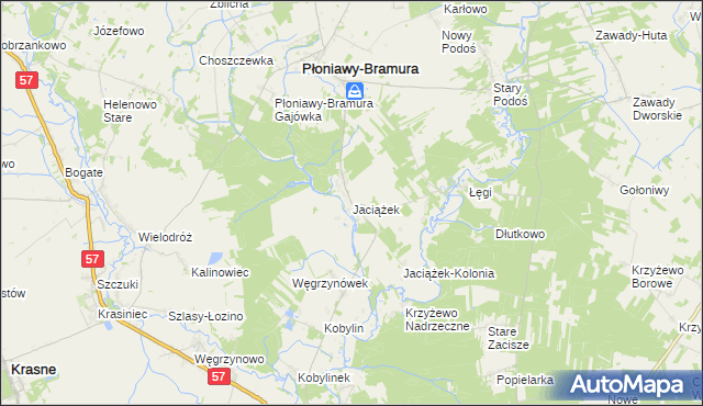 mapa Jaciążek, Jaciążek na mapie Targeo