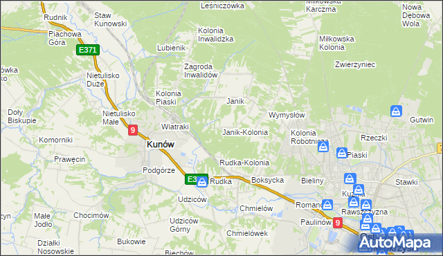 mapa Janik-Kolonia, Janik-Kolonia na mapie Targeo