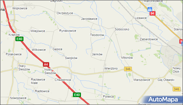 mapa Janków gmina Domaniów, Janków gmina Domaniów na mapie Targeo