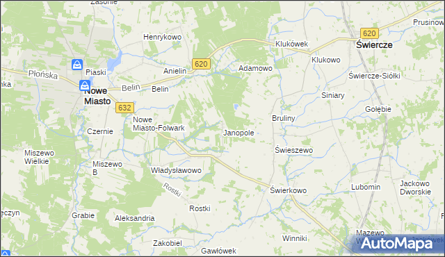 mapa Janopole gmina Nowe Miasto, Janopole gmina Nowe Miasto na mapie Targeo