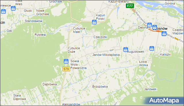 mapa Janów-Mikołajówka, Janów-Mikołajówka na mapie Targeo