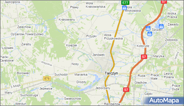 mapa Janówek gmina Tarczyn, Janówek gmina Tarczyn na mapie Targeo