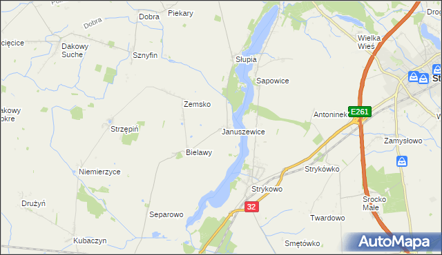 mapa Januszewice gmina Granowo, Januszewice gmina Granowo na mapie Targeo