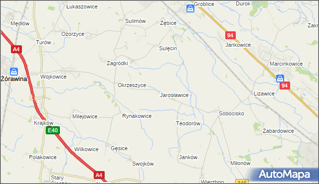 mapa Jarosławice gmina Żórawina, Jarosławice gmina Żórawina na mapie Targeo