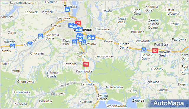 mapa Jaroszowice, Jaroszowice na mapie Targeo