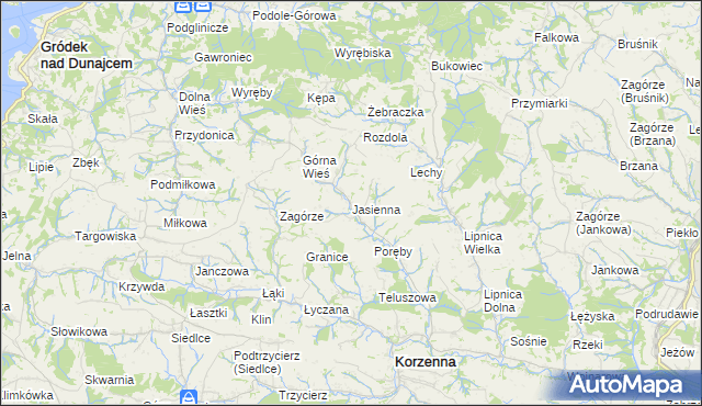 mapa Jasienna, Jasienna na mapie Targeo