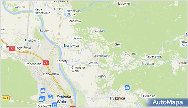 mapa Jastkowice, Jastkowice na mapie Targeo