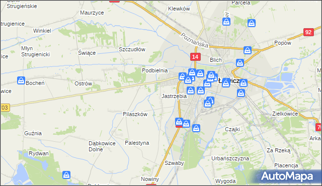 mapa Jastrzębia gmina Łowicz, Jastrzębia gmina Łowicz na mapie Targeo