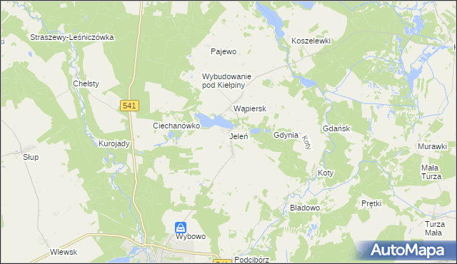 mapa Jeleń gmina Lidzbark, Jeleń gmina Lidzbark na mapie Targeo