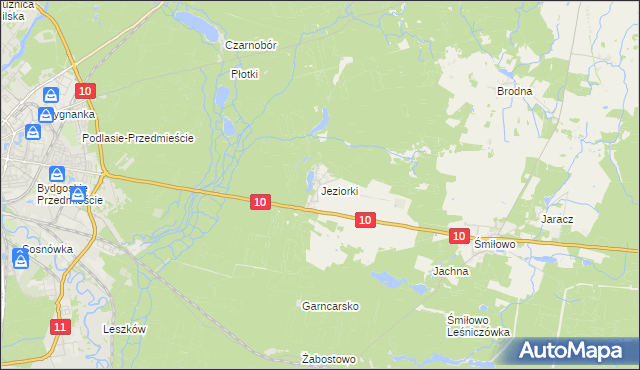 mapa Jeziorki gmina Kaczory, Jeziorki gmina Kaczory na mapie Targeo