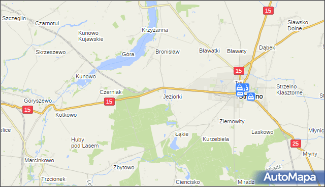 mapa Jeziorki gmina Strzelno, Jeziorki gmina Strzelno na mapie Targeo
