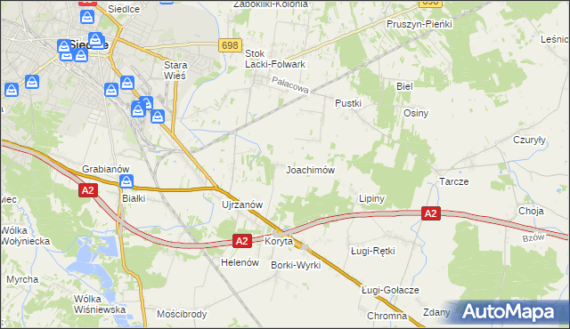 mapa Joachimów, Joachimów na mapie Targeo