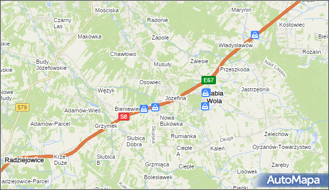 mapa Józefina gmina Żabia Wola, Józefina gmina Żabia Wola na mapie Targeo