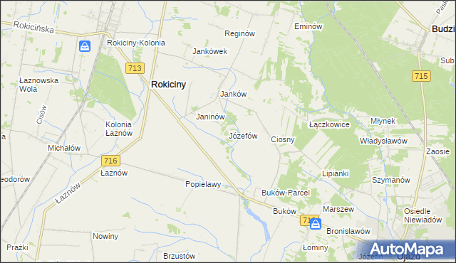 mapa Józefów gmina Ujazd, Józefów gmina Ujazd na mapie Targeo
