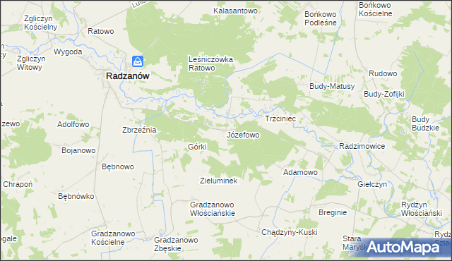 mapa Józefowo gmina Radzanów, Józefowo gmina Radzanów na mapie Targeo