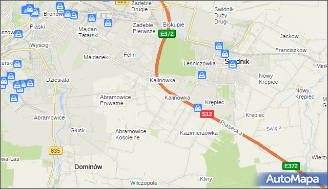 mapa Kalinówka gmina Głusk, Kalinówka gmina Głusk na mapie Targeo