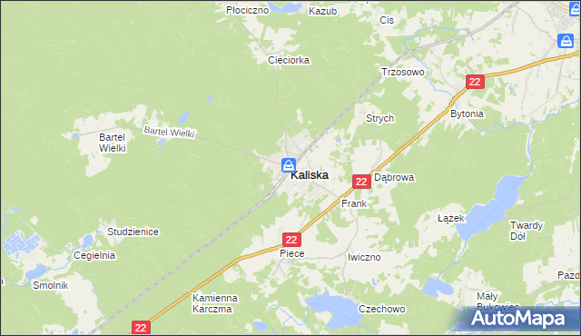 mapa Kaliska powiat starogardzki, Kaliska powiat starogardzki na mapie Targeo