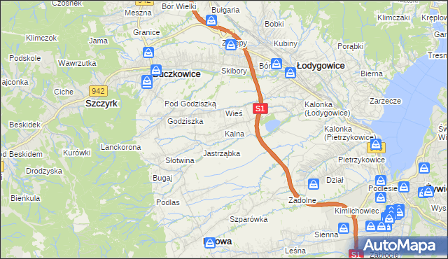 mapa Kalna, Kalna na mapie Targeo